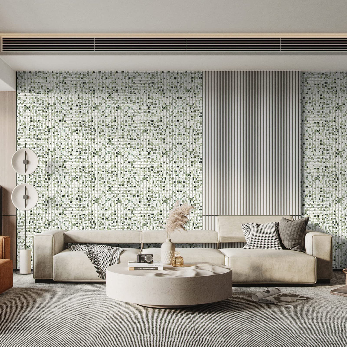 6 Sheets Emerald Green and Carrara White Marble Square Mosaic backsplash Tiles, Polished Shower Room Floor and Wall
