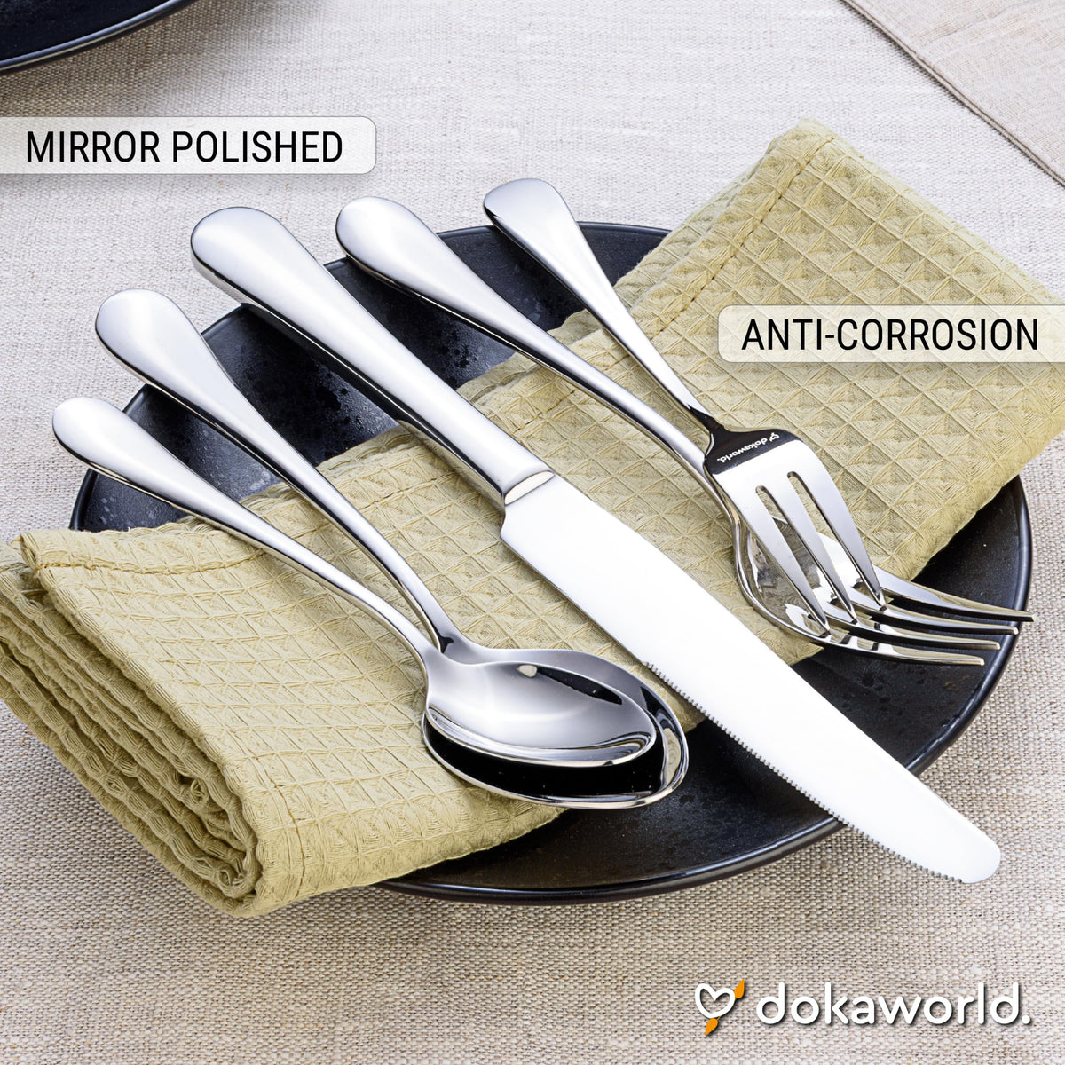 Stainless Steel Flatware - Modern Design 40 Piece Cutlery Set