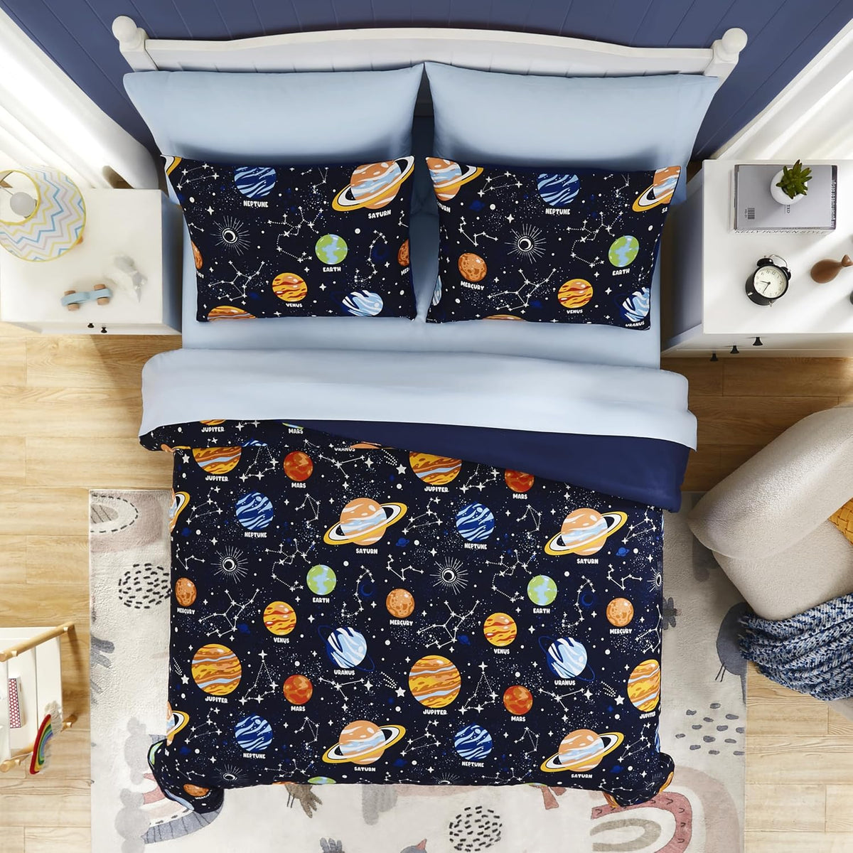 Kids Comforter Set - 5 Pieces Bedding Sets for Boys, Glow in The Dark Space Bed in A Bag with Sheets