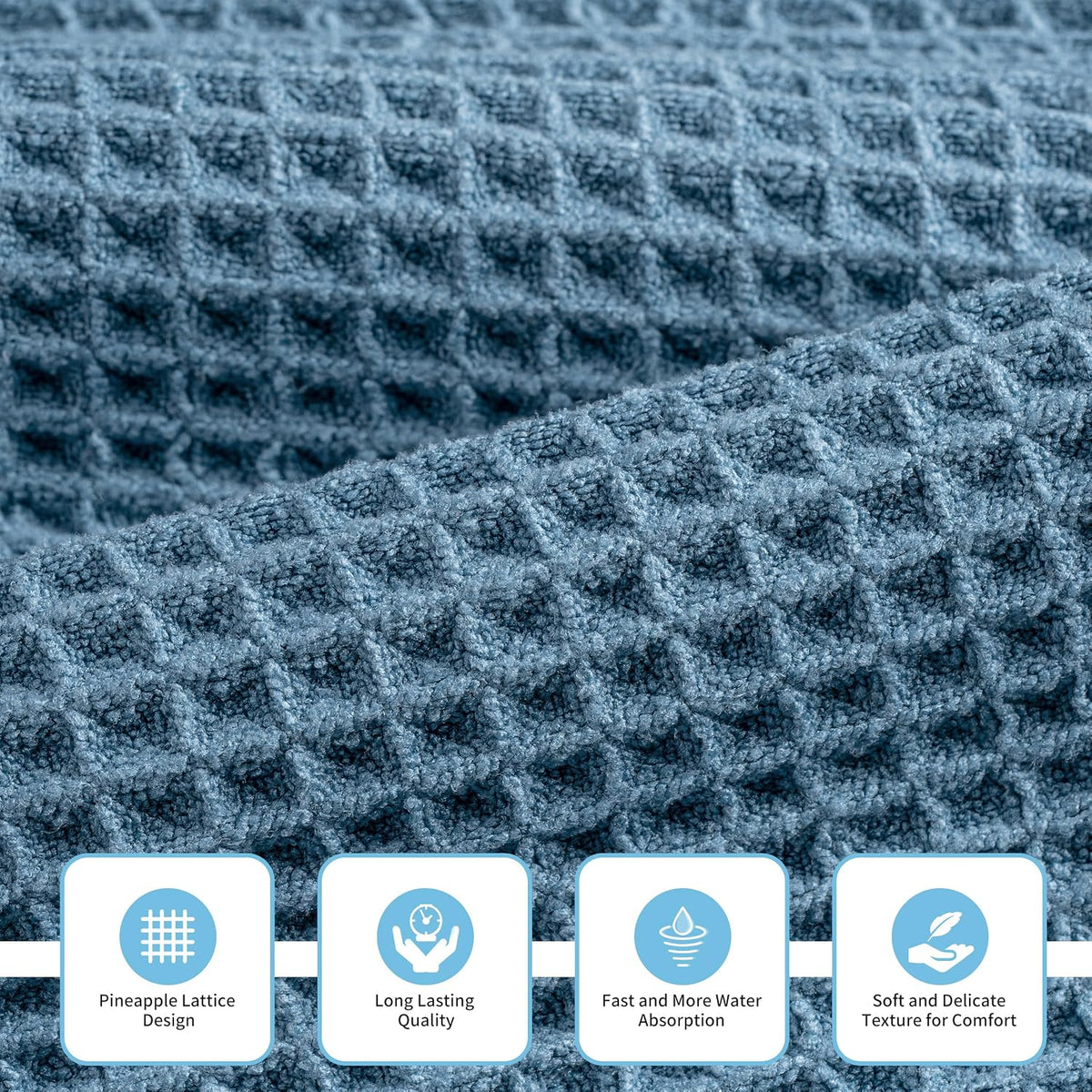 Microfiber Waffle Bath Towels, 3 Pieces, Oversized, Soft, Absorbent, Fast Drying, Lint Free, Includes Bath, Face and