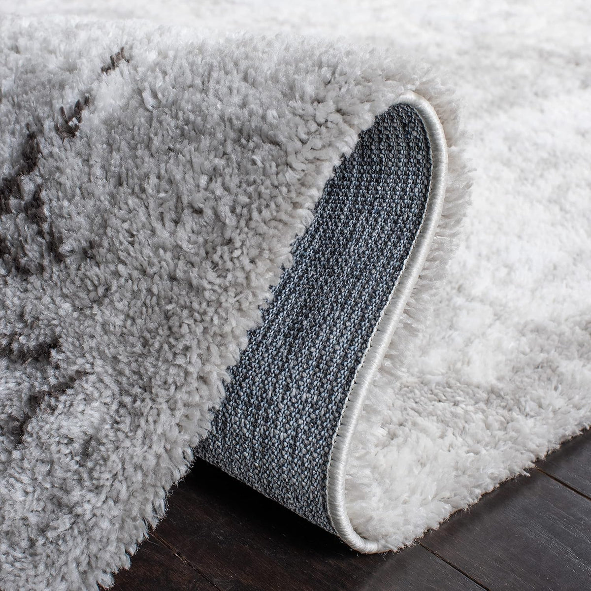 Berber Shag Collection Area Rug - 7' Square, Light Grey & Dark Grey, Non-Shedding & Easy Care, 1.25-inch Thick Ideal