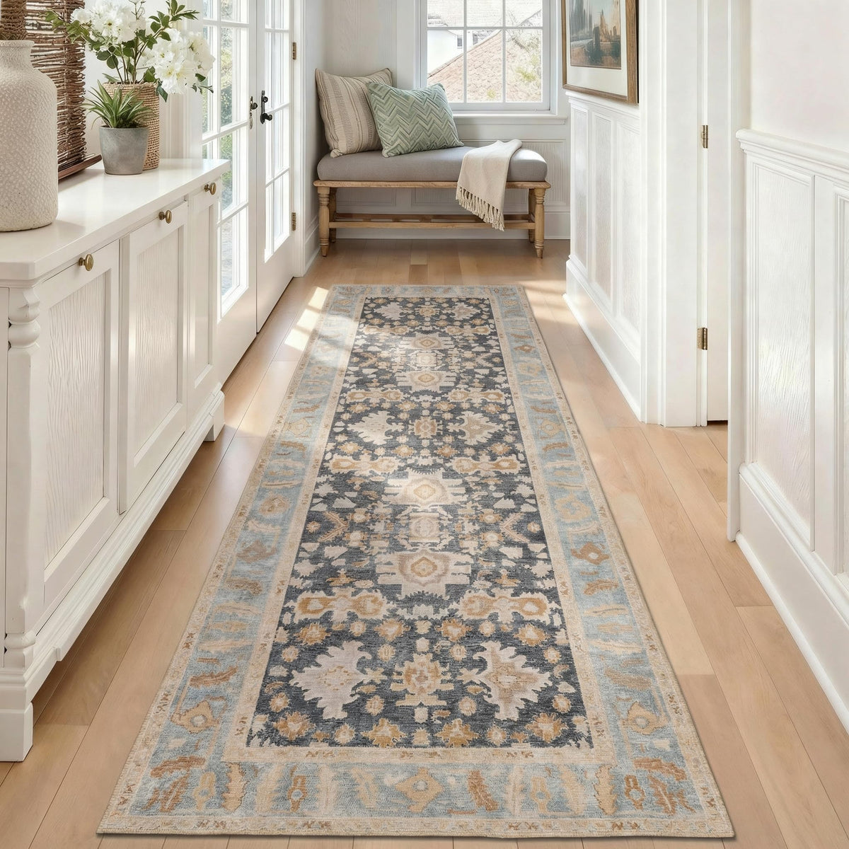 2'6"x10 Runner Rug, Washable Area Rug, Low Pile, Non-Slip Backing