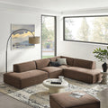 Restore Performance Fabric Upholstered 4-Piece Modular L-Shaped Armless Sectional Sofa in Mocha - Low Profile Couch