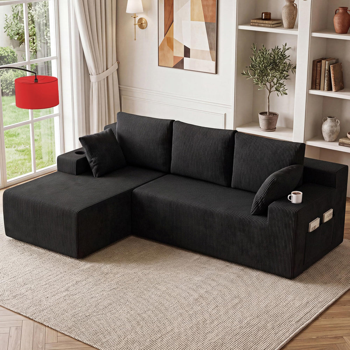 Cloud Sectional Boneless Couches, Modular L Shaped Couch with Deep Seat Oversized Left Facing Chaise, Memory Foam