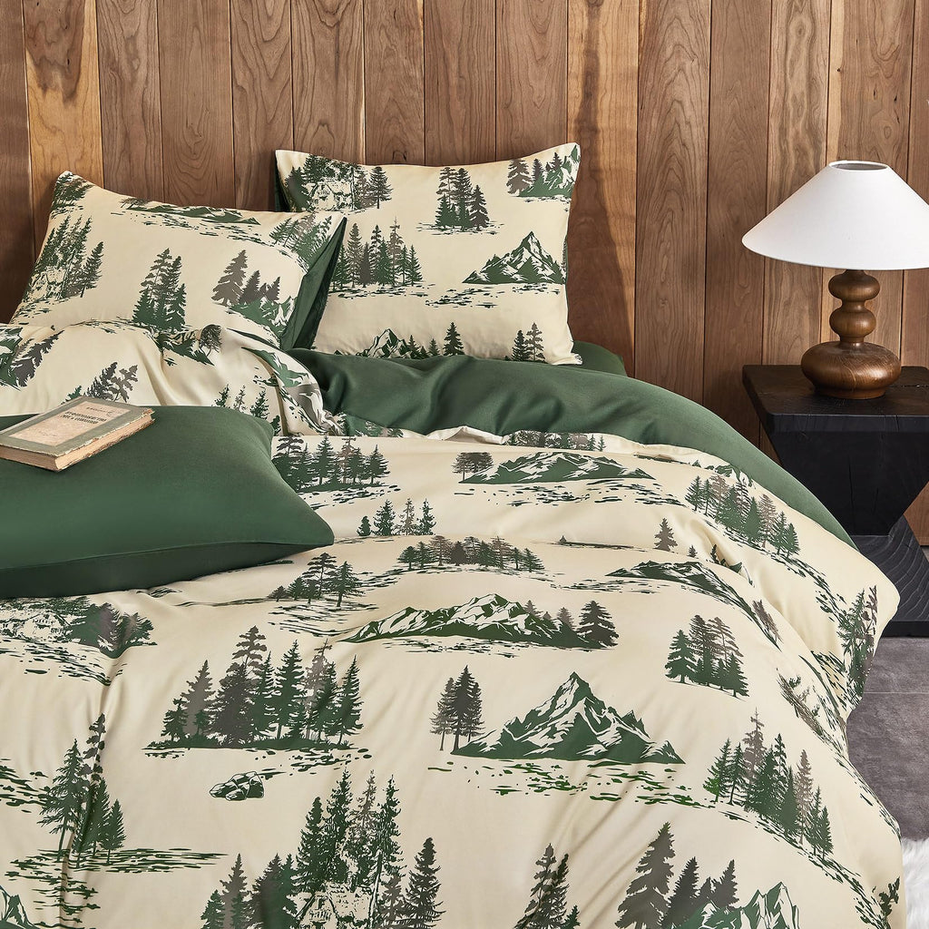 Rustic Comforter Set, Green Brown