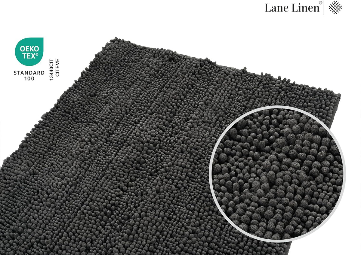 Bath Mat 24" x 47", Large Soft Absorbent Bath Mat, Non-Slip Comfortable Floor Mat, Microfiber Washable - Charcoal