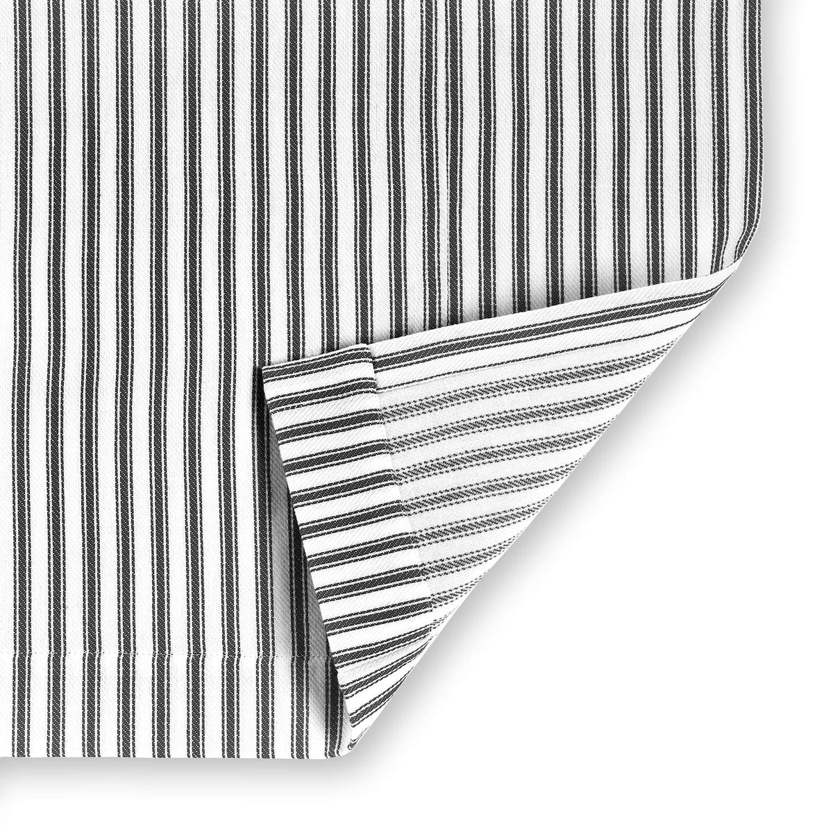 Black and White Ticking Stripe Woven Cotton Extra Long 72 Inches W x 84 Inches L