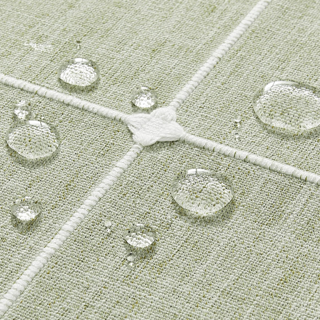 Boho Round Grid Tablecloth with Tassels, Green 60in