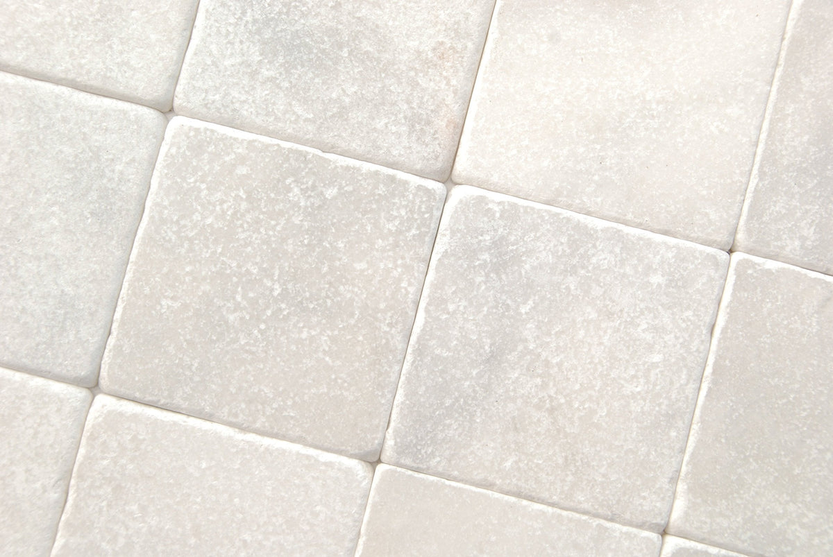 Bianco Venato Marble 4x4 Tumbled Tiles (LOT of 5 SQ. FT.)