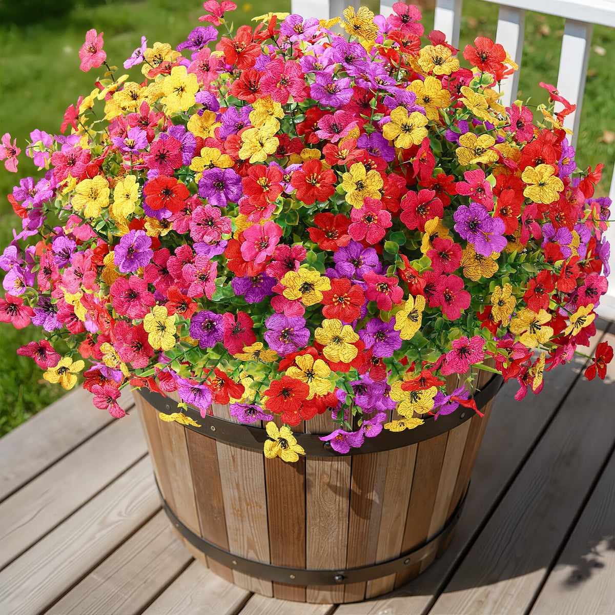 24 Bundles Artificial Daisy Flowers UV Resistant for Outdoor Decor