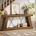 70.87" Farmhouse Console Table with Storage (Dark Brown)