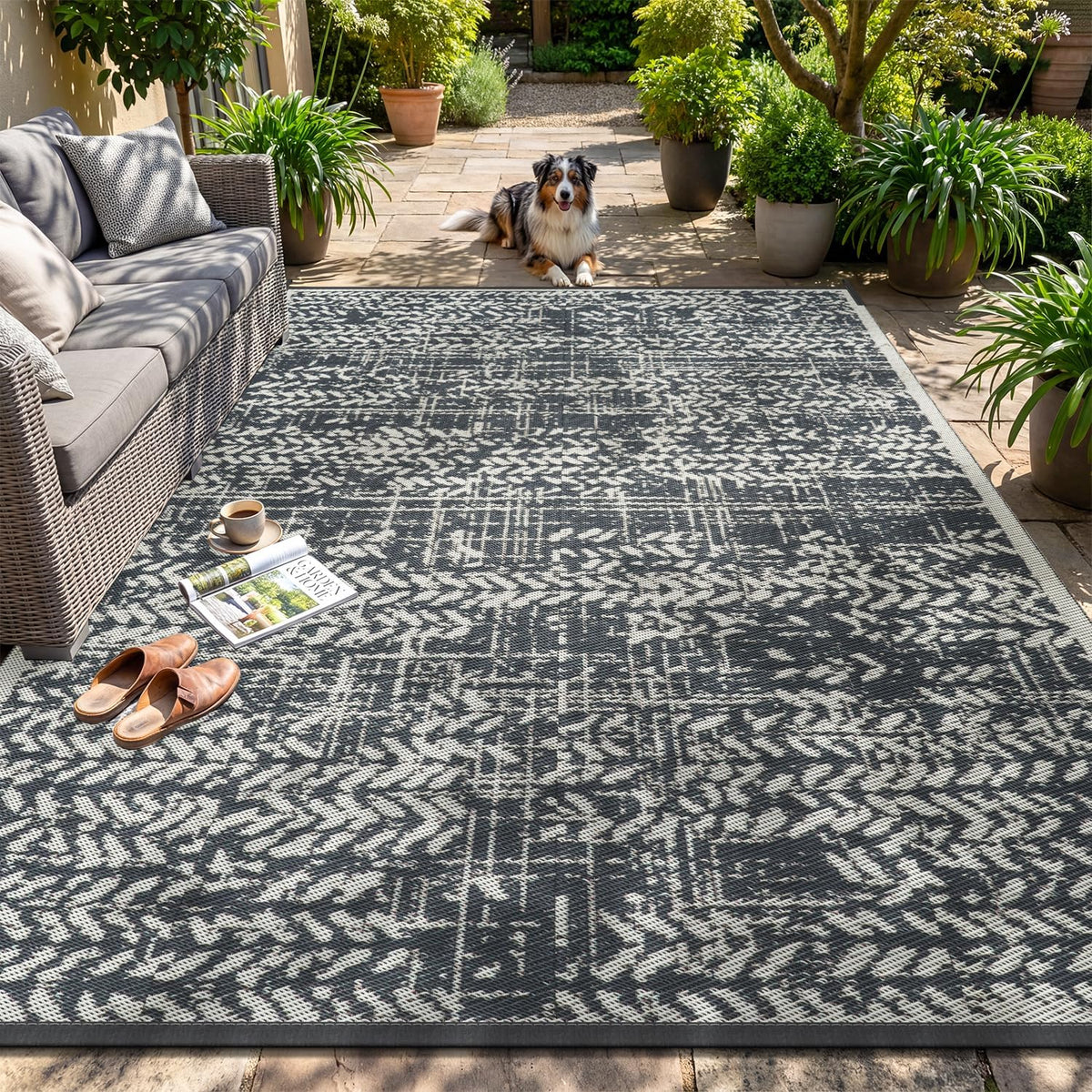 Outdoor Rug Waterproof-Patio Rug Mat Outdoor RV Camping Picnic Beach Mat Plastic Straw Rugs Outside Outdoor Area