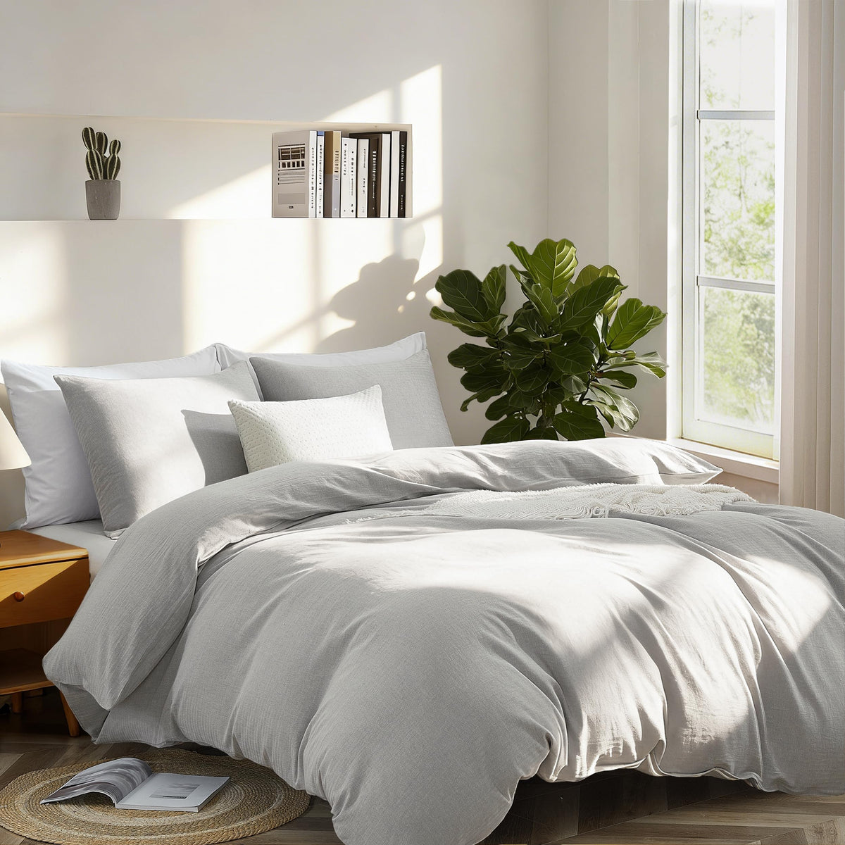 Duvet Cover, Cotton Linen Blend, 2 Pieces, Linen Grey