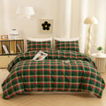 Cotton 3 Pcs Duvet Cover Set Linen Feel Buffalo Plaid King