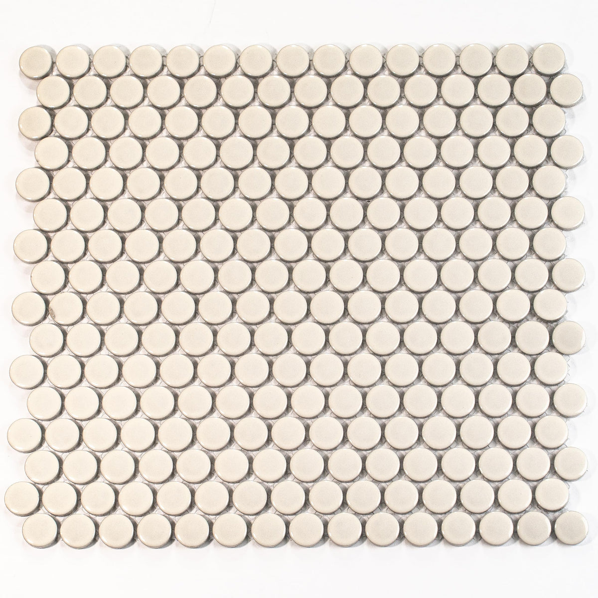 Penny Round Porcelain Tile Ivory Beige 12x12 Glossy 9.87 sq ft 10-Pack