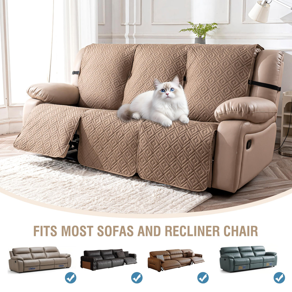 Recliner Sofa Cover Washable, Waterproof Couch Sofa Cover, 3 Seater