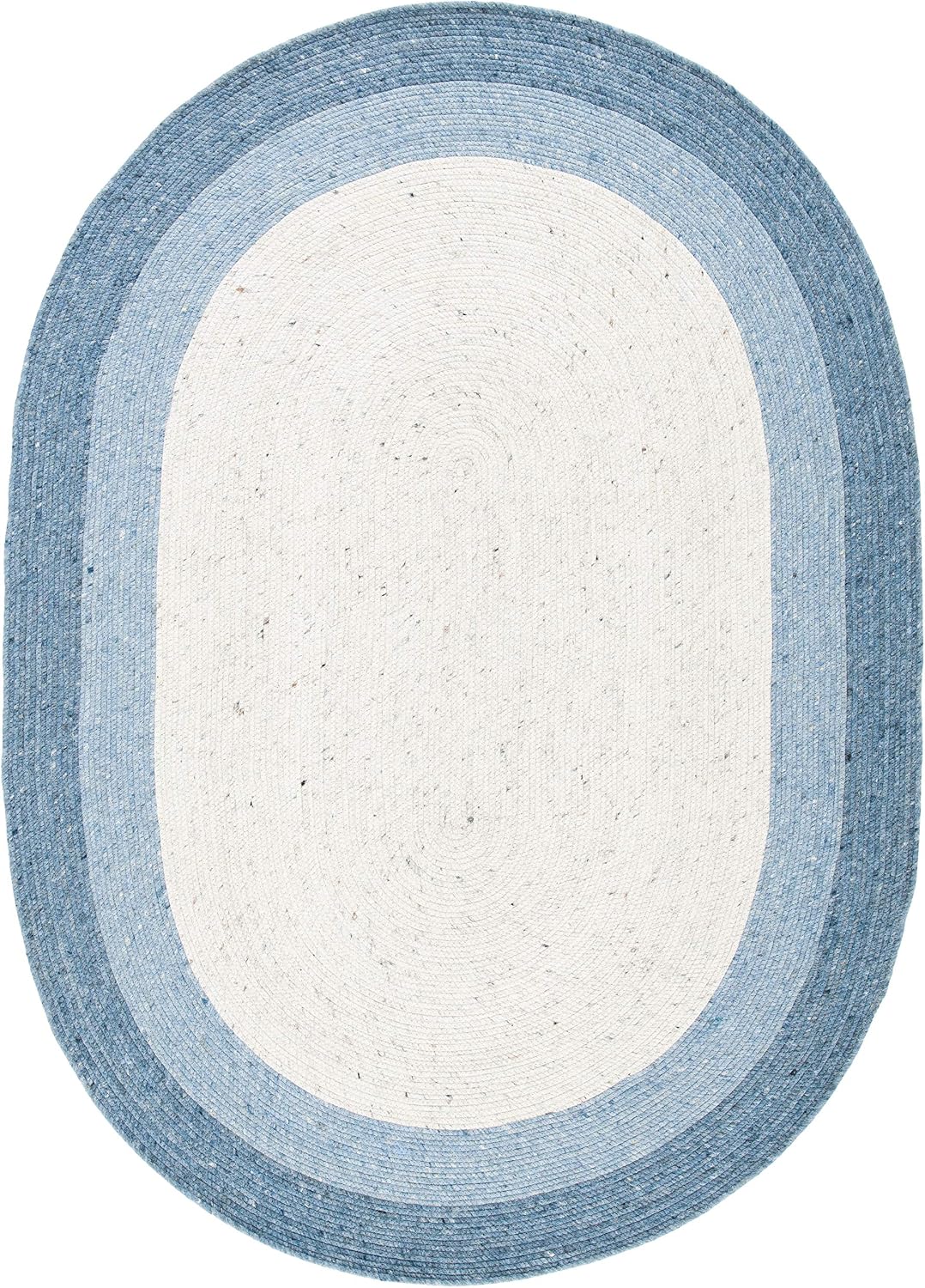 Braided Wool Oval Rug, Farmhouse Ivory & Blue BRD903M