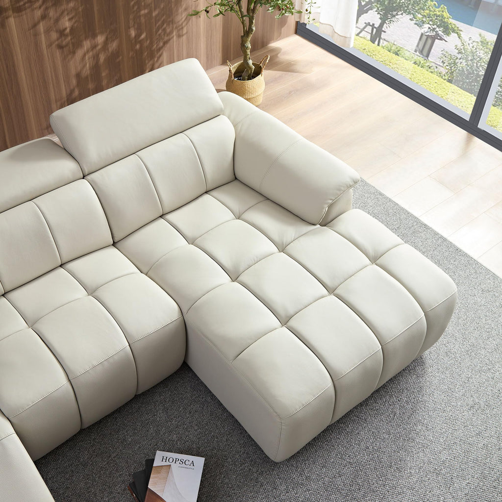 L-Shaped 3 Seat Sectional Sofa with Power Reclining & Adjustable Headrest, 113" Oversized Right Facing Corner