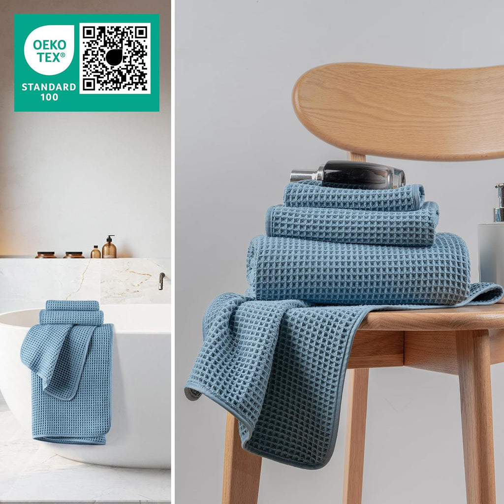 Microfiber Waffle Bath Towels, 3 Pieces, Oversized, Soft, Absorbent, Fast Drying, Lint Free, Includes Bath, Face and