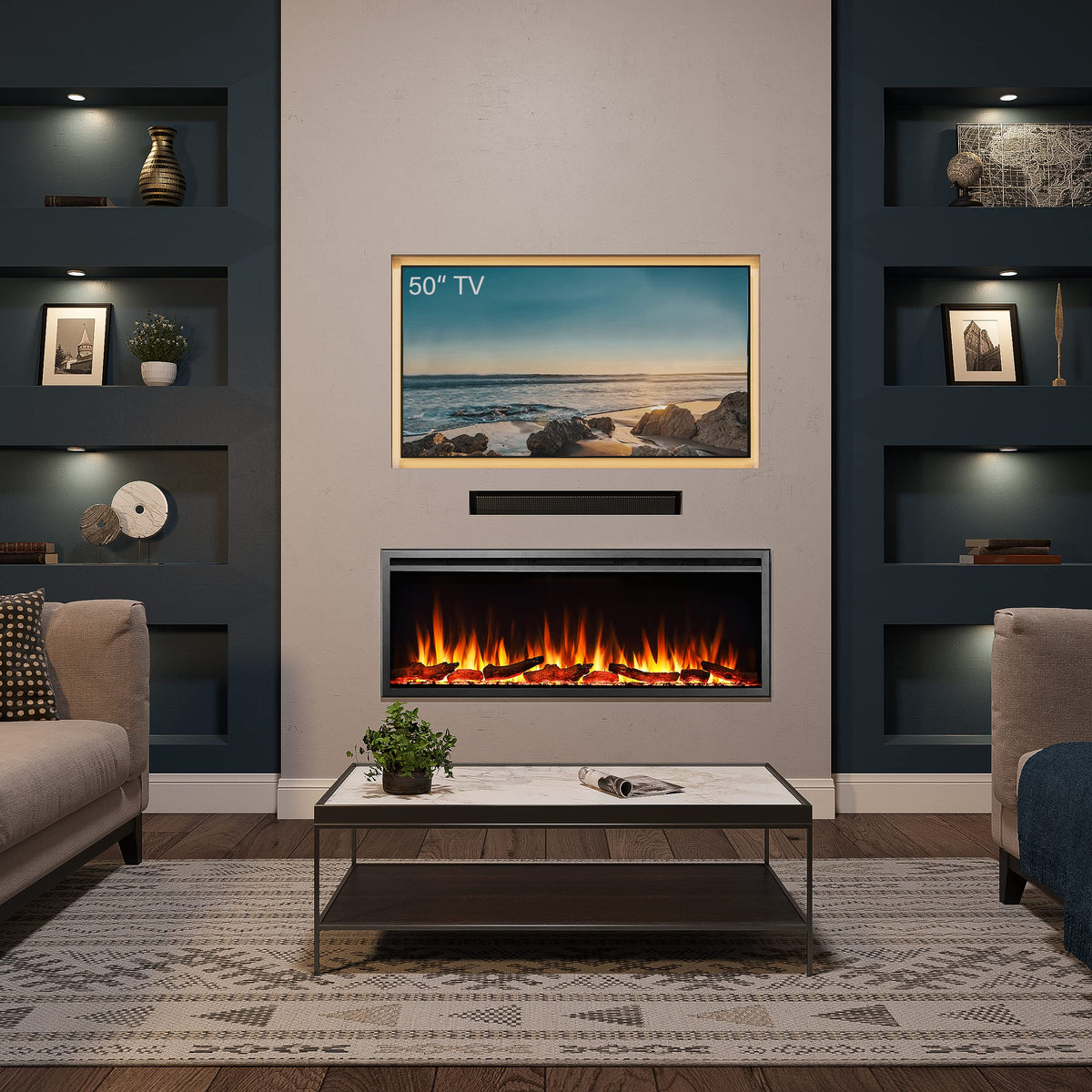 LegendFlame 50" W Austin in Wall Recessed & Wall Mounted Electric Fireplace