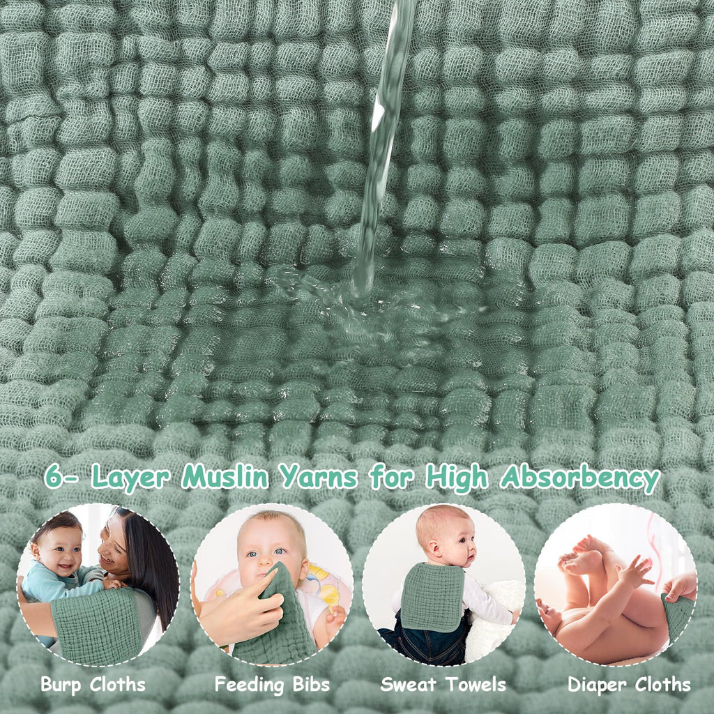 Muslin Baby Burp Cloths, Absorbent Brup Rags 6 Pack Set for Baby