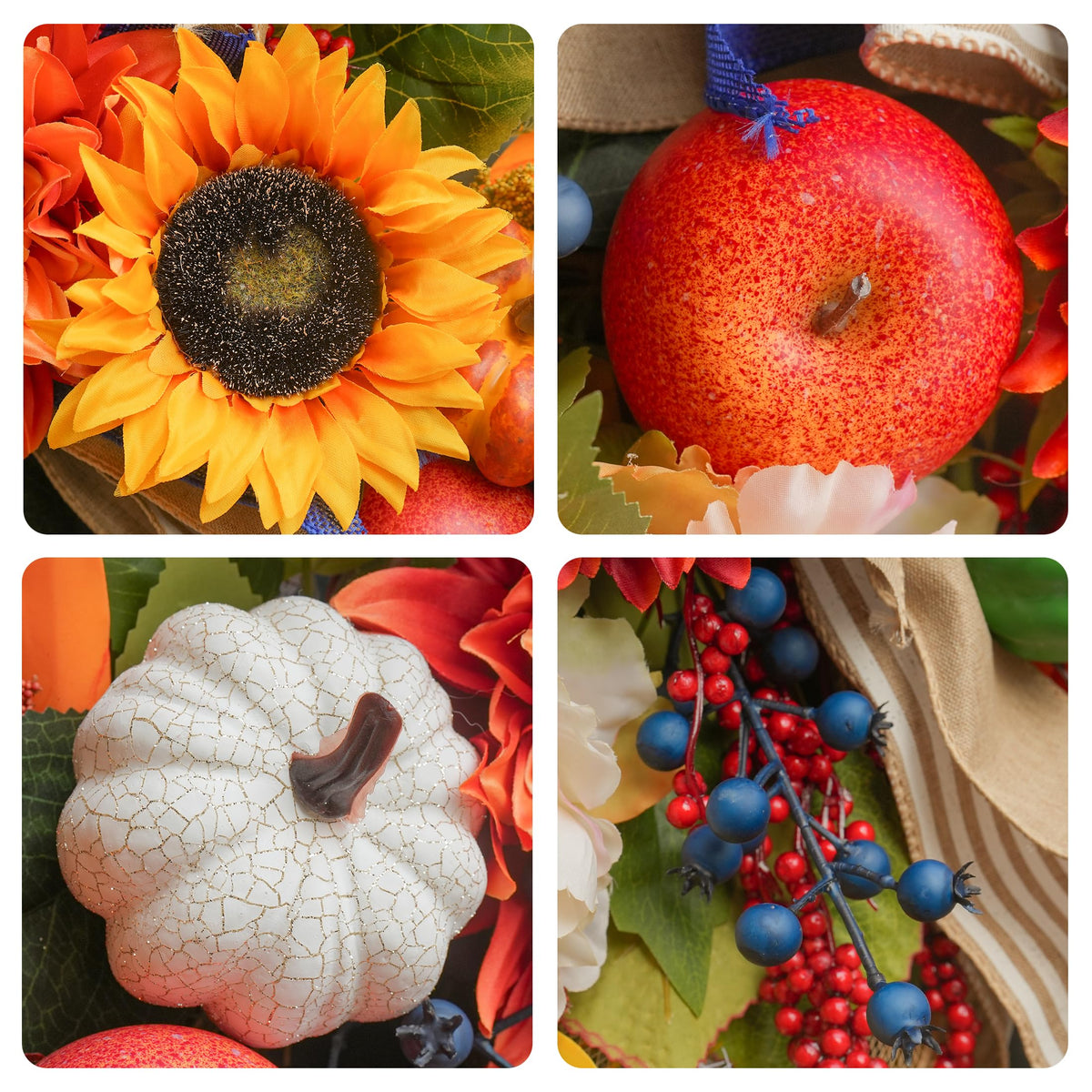 Fall Wreaths for Front Door 24 Inch Autumn Harvest Sunflower Apple Wreath
