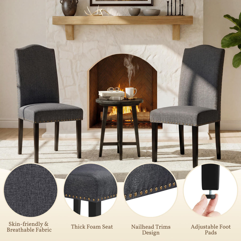 Set of 4 High Back Parson Chairs Dark Gray