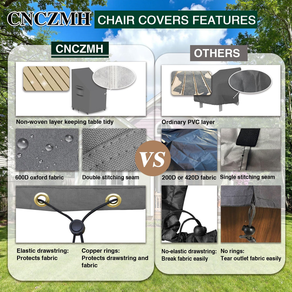 2 Pack Heavy Duty 600D Waterproof Patio Chair Cover 30Wx37Dx24H/31H