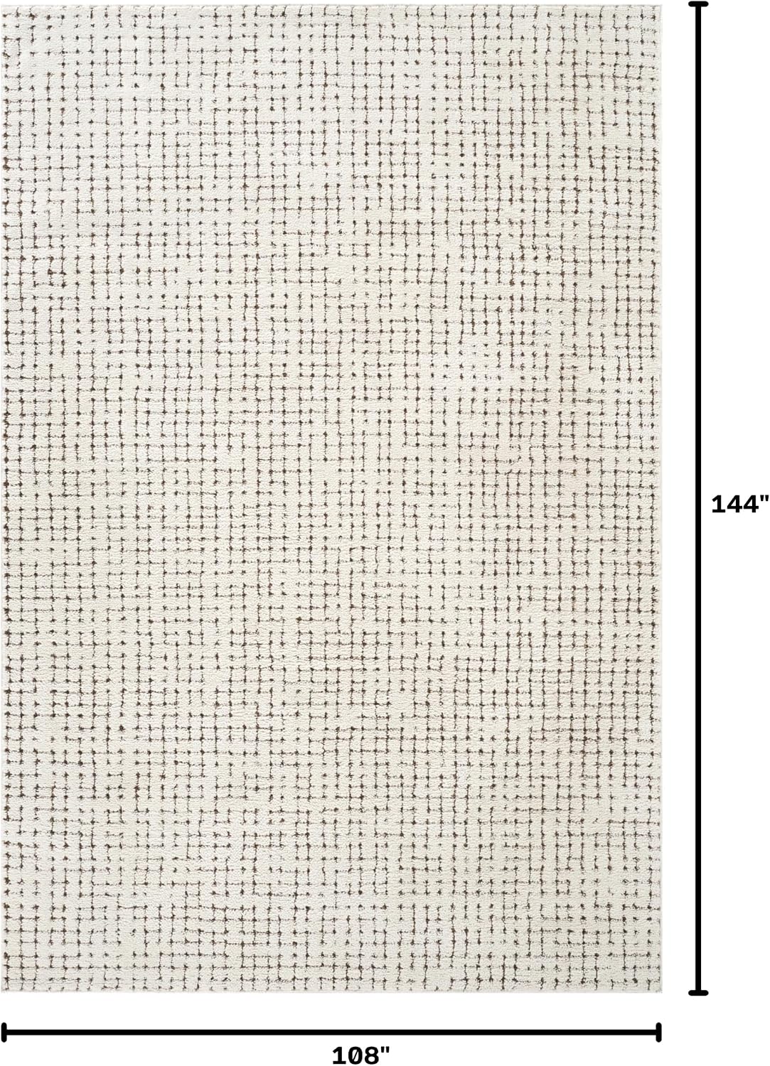 Cream & Brown Area Rug - Oliver Collection - Textured Checkered Pattern - Non-Shedding, Easy to Clean