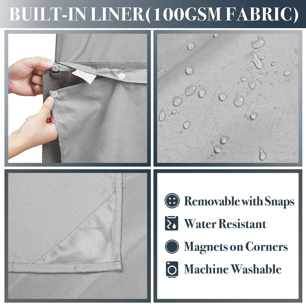 Waffle Weave Shower Curtain with Snap-in Liner Set Gray, 71x72