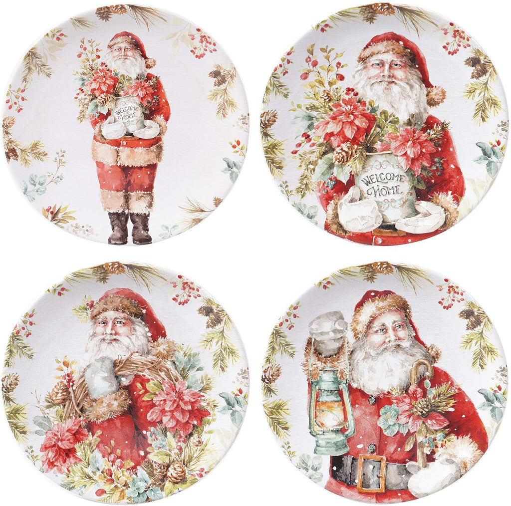 Christmas Story 16pc Dinnerware Set - Service for 4 with Santa Plates, Bowls & Mugs - Vintage Holiday Ceramic Set