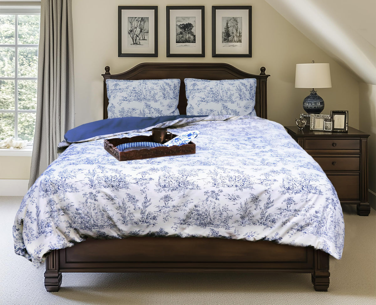 Duvet Cover Set - 100% Cotton French Country Toile
