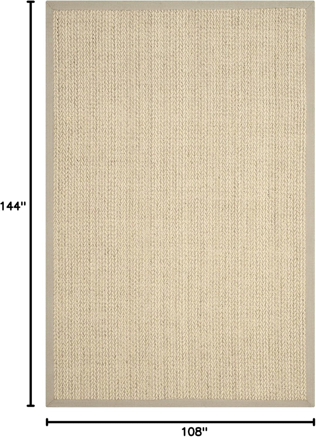 Area Rug - Natural Fiber Collection - Large - Light Grey, Sisal & Wool, Woven Design with Border (NF475C)