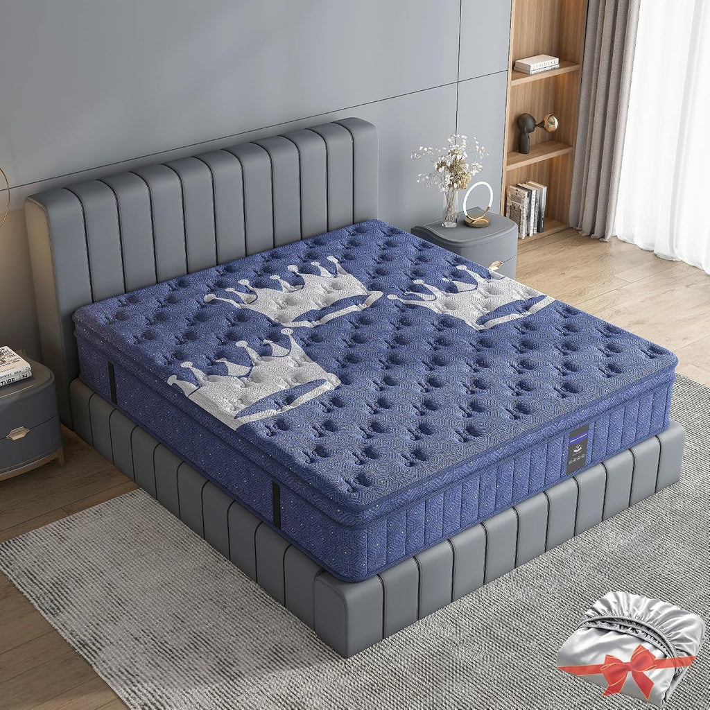 Full Mattress Crown Hybrid Mattress in a Box Medium Firm Mattress 14 I