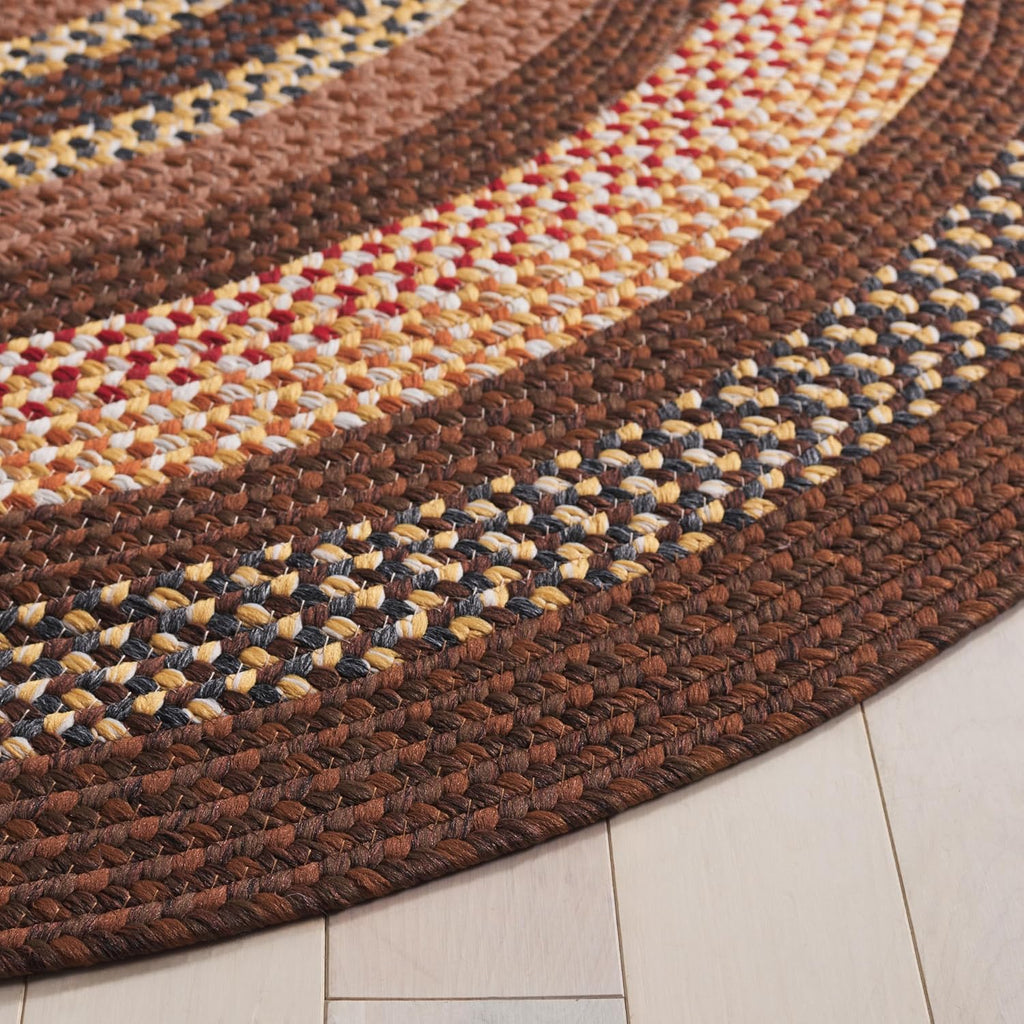 Braided Indoor/Outdoor Oval Rug 8x10, Large Brown BRD313T