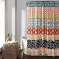 Bohemian Stripe 72" W x 78" L Turquoise & Orange - Bathroom Curtain - Extra Long - Boho Decor - Fabric Shower Curtains
