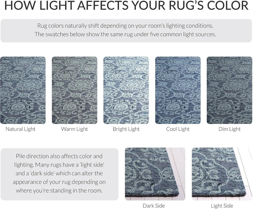 Area Rug - Abstract Collection - Large - Blue, Handmade Wool, Ideal, Dining Space (ABT207A)