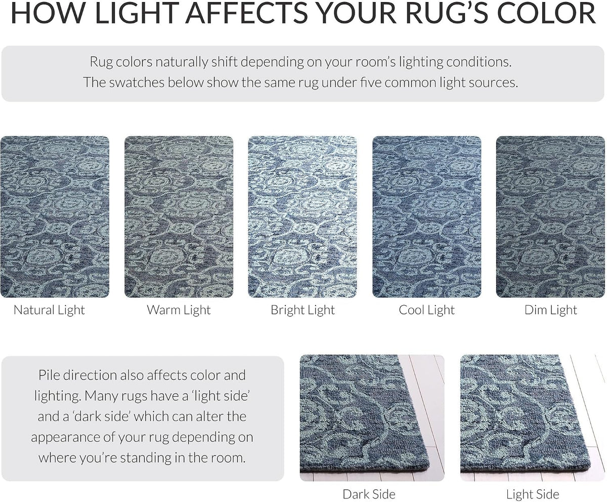 Area Rug - Abstract Collection - Large - Blue, Handmade Wool, Ideal, Dining Space (ABT207A)