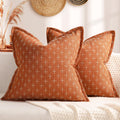 Fall Pillow Covers 20x20 Set of 2 Soft Fall Decor Polyester Textured Pillow Covers with Stylish Flange Edge Cozy