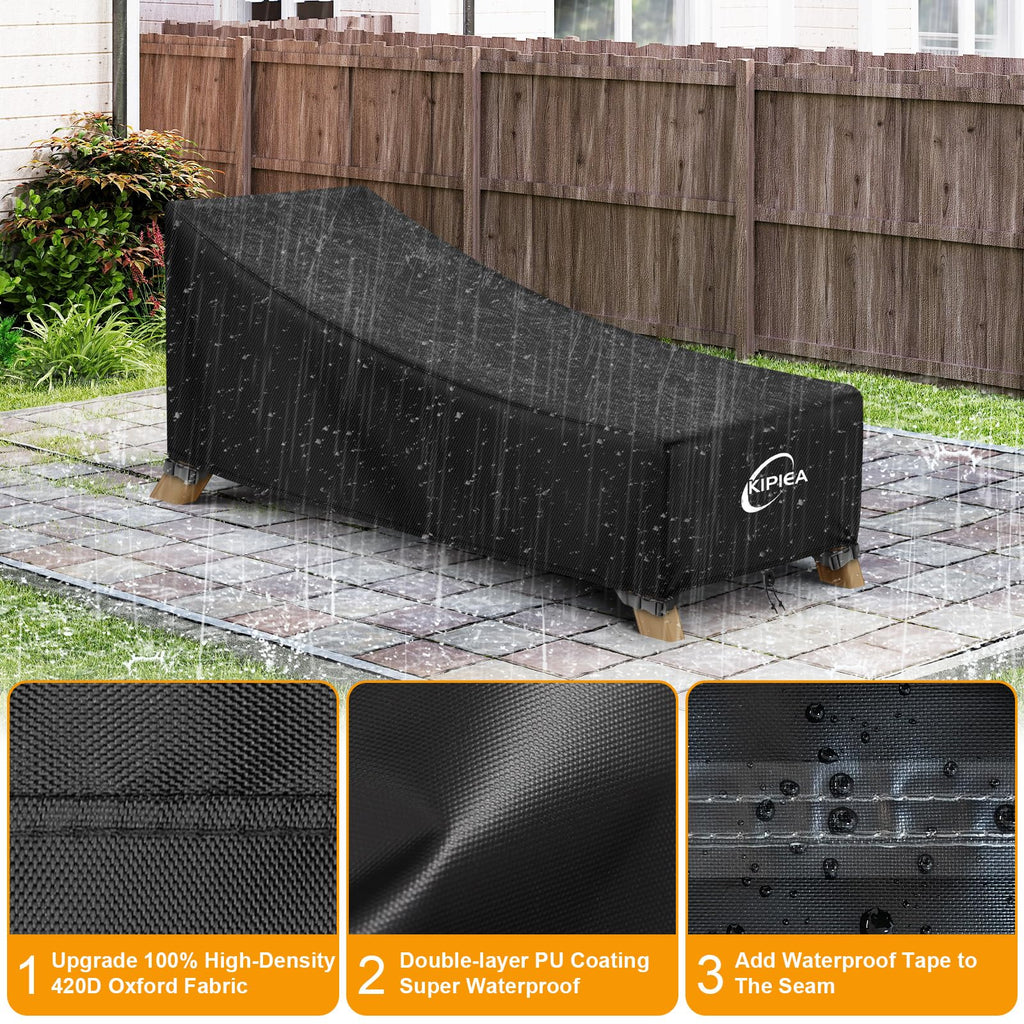 Waterproof Patio Lounge Chair Covers for Outdoor Furniture, Heavy Duty Outdoor Chaise Lounge Cover with Anti UV and