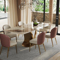 79'' Rectangular Dining Table for 8-10 People, Modern Sintered Stone Kitchen Table Top with Gold Metal Legs, Luxury
