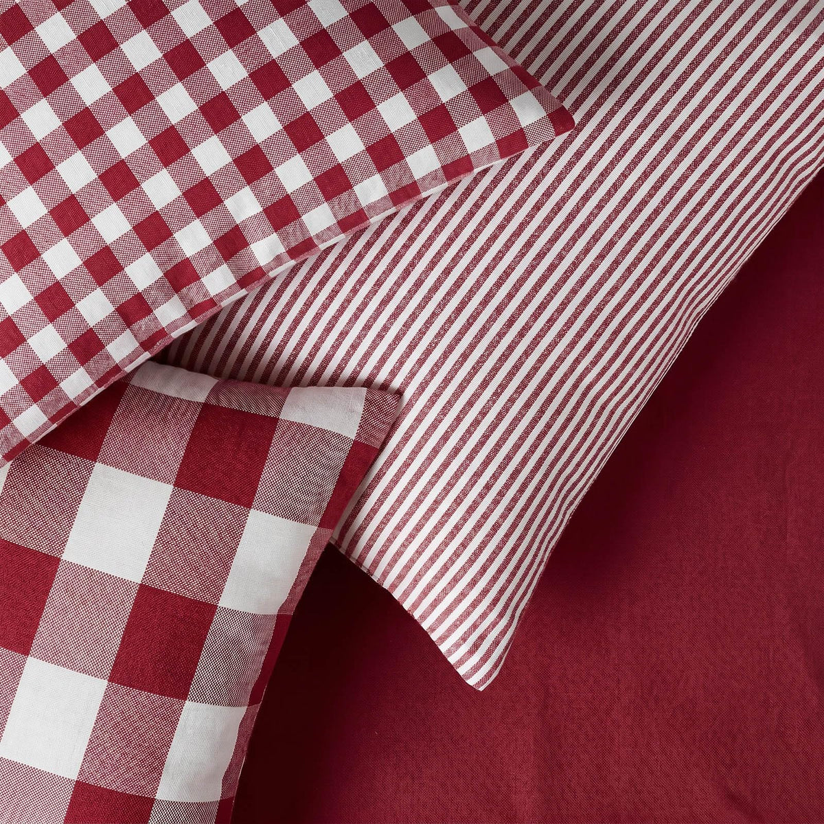 Red and White Buffalo Check Plaid Outdoor Throw Pillow Cover 18x18 Set of 4