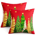 Outdoor Pillow Covers 18x18 Inch, Set of 2 Christmas Tree Pattern Throw Pillow Covers with Inserts Included, Home