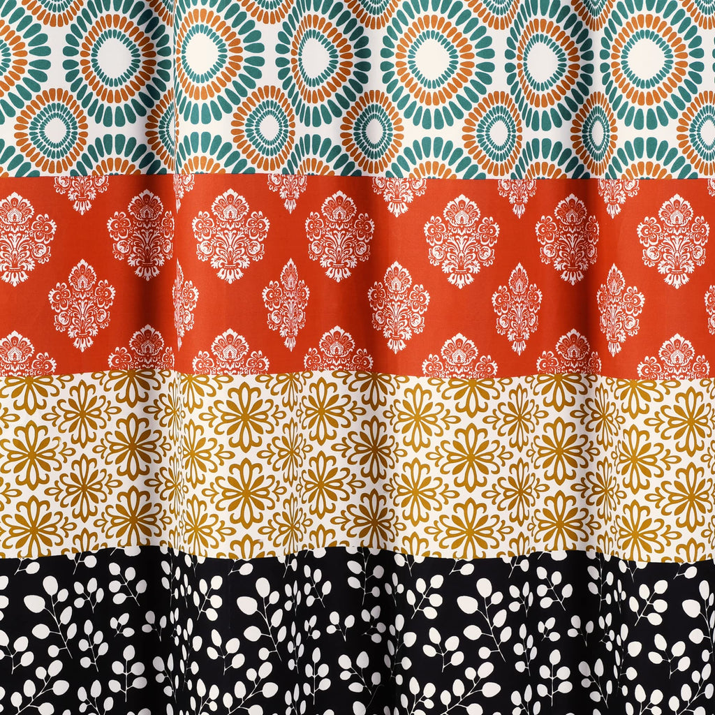 Bohemian Stripe 72" W x 78" L Turquoise & Orange - Bathroom Curtain - Extra Long - Boho Decor - Fabric Shower Curtains