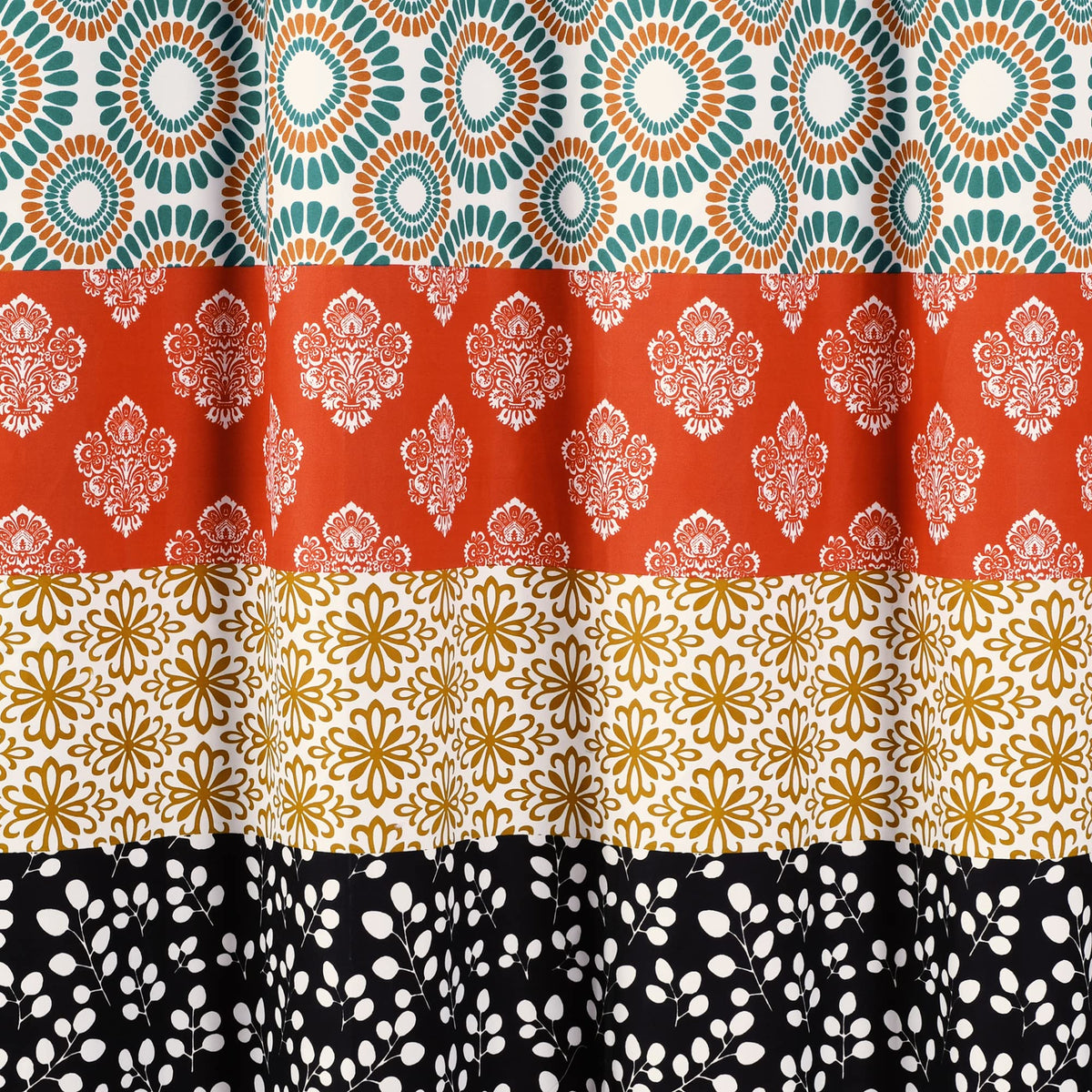 Bohemian Stripe 72" W x 78" L Turquoise & Orange - Bathroom Curtain - Extra Long - Boho Decor - Fabric Shower Curtains