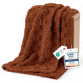 Checkered Soft Fall Throw Blanket for Couch, Burnt Orange, 50"×60"