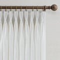 Beige White Triple Pinch Pleated Curtains 90 Inch 2 Panels Bedroom Memory Shape Trained Pleated Linen Drapes Ivory