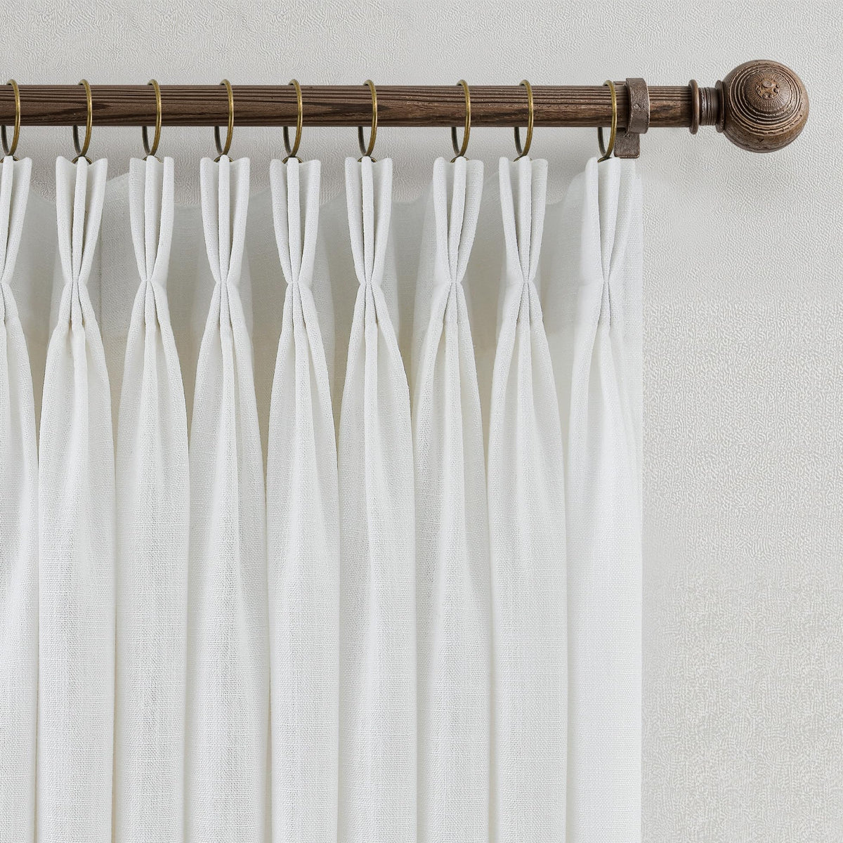 Beige White Triple Pinch Pleated Curtains 90 Inch 2 Panels Bedroom Memory Shape Trained Pleated Linen Drapes Ivory