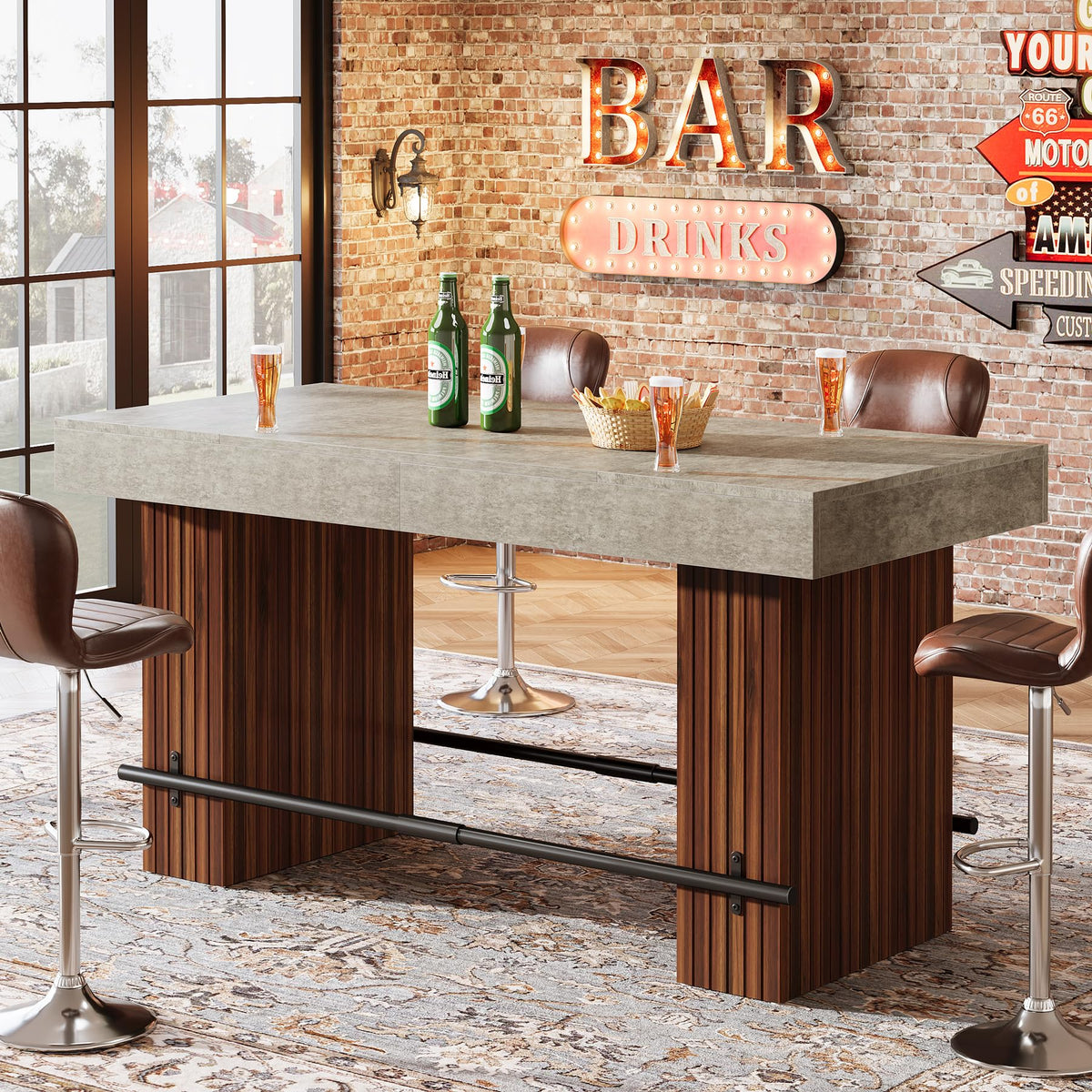 62.2 Inch Bar Table, Industrial Counter Height Pub Dining Table