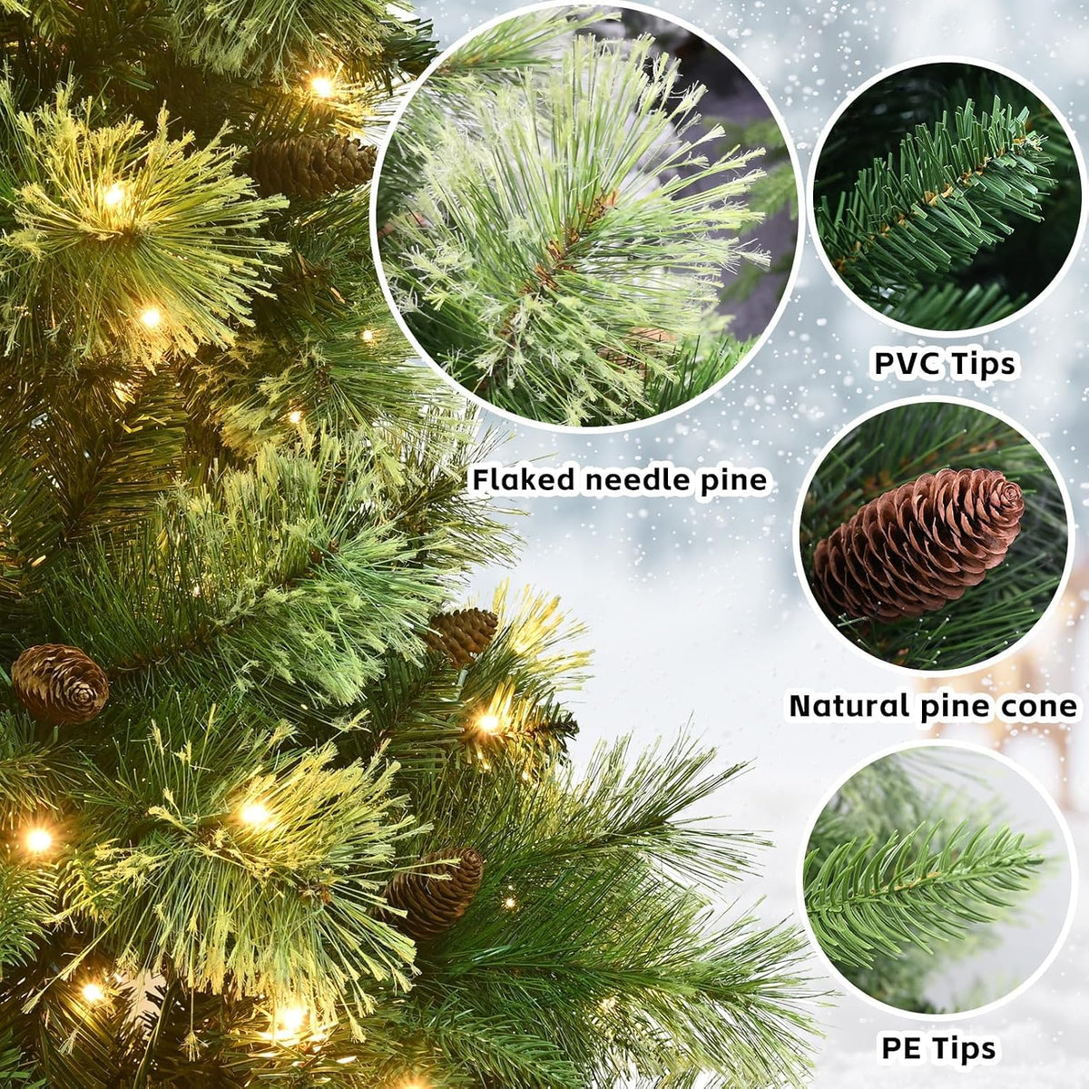 Pre-Lit Carolina Pine Christmas Tree, 820 Warm White Lights